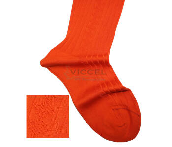 VICCEL / CELCHUK Knee Socks Diamond Textured Orange