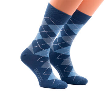 PATINE Socks PARO01-2213 - Niebieskie skarpety w błękitne romby