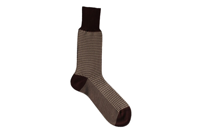 VICCEL / CELCHUK Socks Houndstooth Brown / Beige  VICCEL / CELCHUK Socks Houndstooth Brown / Beige