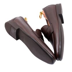 Ciemnobrązowe skórzane mokasyny męskie TLB Sacchetto na gumowej podeszwie rubber 111