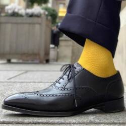 żółte luksusowe męskie bawełniane skarpety viccel socks fish skin textured canary yellow