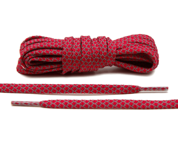 LACE LAB Reflective FLAT 1.0 Laces 7mm Red - Płaskie czerwone sznurówki do butów