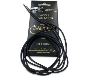 SAPHIR MDOR Laces Medium Glazed 2mm Black - czarne okrągłe sznurowadła średni połysk