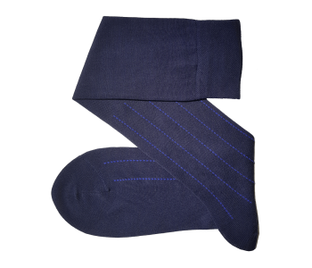 VICCEL / CELCHUK Knee Socks Pindot Stripe Navy Blue / Royal Blue