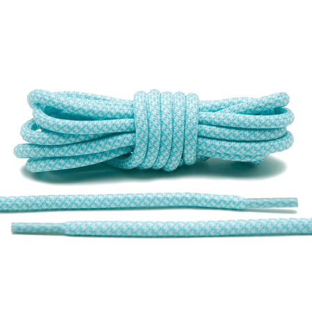 LACE LAB Rope Laces 5mm Mint Green / White - Miętowo białe okrągłe sznurowadła do butów