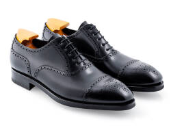 Czarne luksusowe eleganckie obuwie męskie z ażurkami i dekoracyjnymi zdobieniami TLB 555S Boxclf Negro typu brogues