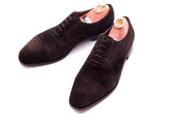 Buty formalne męskie klasyczne typu oxford szyte metodą goodyear welted zamszowe brązowe. Buty biznesowe, ślubne,eleganckie.