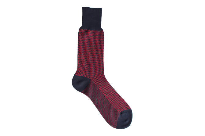 VICCEL / CELCHUK Socks Houndstooth Navy Blue / Red