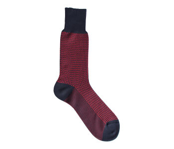 VICCEL / CELCHUK Socks Houndstooth Navy Blue / Red