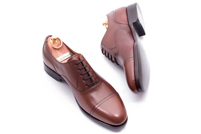 Brązowe buty eleganckie męskie klasyczne typu oxford. Stylowe buty dla gentlemana, biznesowe, ślubne.