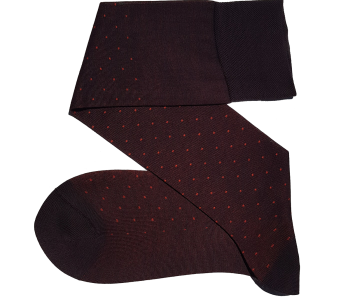 VICCEL / CELCHUK Knee Socks Pin Dots Dark Brown / Orange