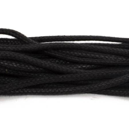 Tarrago Laces Chunky Waxed 4.5mm Black - czarne woskowane okrągłe sznurowadła do butów