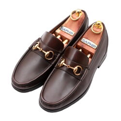 Eleganckie brązowe loafersy mokasyny męskie TLB 2508 na gumowo skórzanej podeszwie wykonane metodą blake