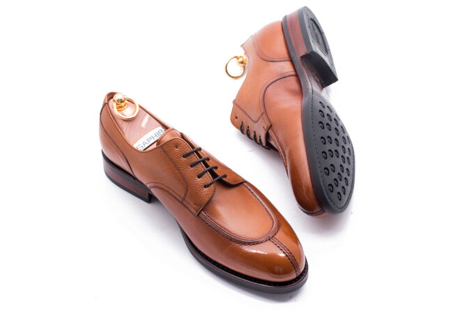 YANKO Split Toe Derby 539Y G Scotch Grain Leather Light Brown - jasno brązowe angielki męskie , koniak, otwarta przyszwa, otwarta obłożyna, buty męskie, półformalne, casual, klasyczne buty