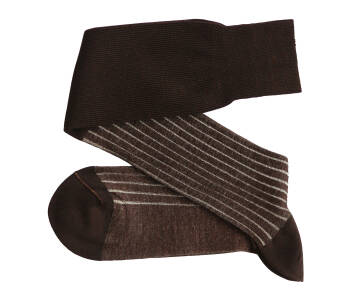 VICCEL Knee Socks Shadow Stripe Dark Brown Ecru 