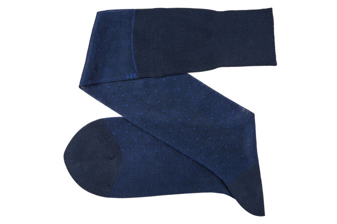 VICCEL / CELCHUK Knee Socks Pin Dots Navy Blue / Royal Blue 