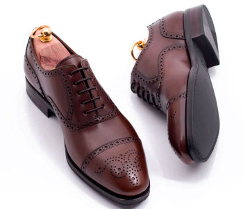 TLB MALLORCA Half Brogues NEWMAN 555C F Brown - brązowe brogsy męskie