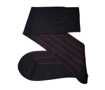 VICCEL / CELCHUK Knee Socks Pindot Stripe Black / Red