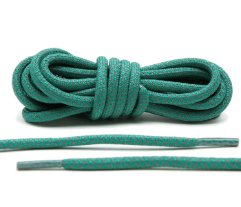 LACE LAB 3M Reflective Laces 5mm Green - Zielono szare odblaskowe okrągłe sznurówki do butów