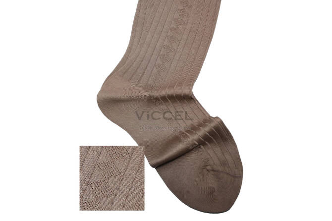 VICCEL / CELCHUK Knee Socks Diamond Textured Tan 