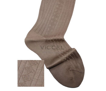 VICCEL / CELCHUK Knee Socks Diamond Textured Tan 