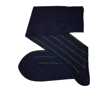 VICCEL / CELCHUK Knee Socks Pindot Stripe Navy Blue / Pistacio Green