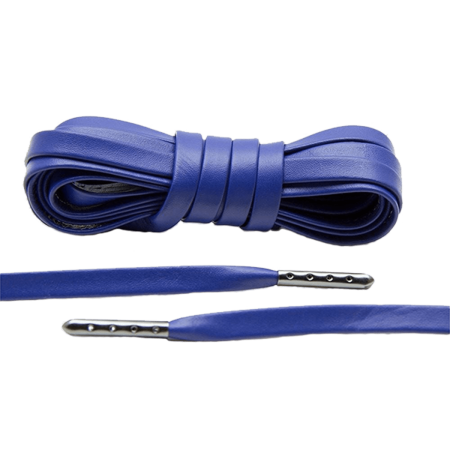 LACE LAB Luxury Leather Laces 6mm Blue & Gunmetal Plated - Niebieskie skórzane sznurowadła z metalowymi końcówkami LACE LAB Luxury Leather Laces 6mm Blue & Gunmetal Plated - Niebieskie skórzane sznurowadła z metalowymi końcówkami