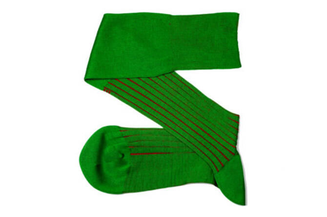 VICCEL / CELCHUK Knee Socks Shadow Stripe Pistacio Green Red 