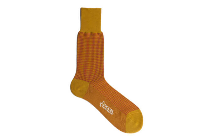 VICCEL / CELCHUK Socks Houndstooth Mustard / Taba