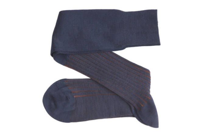 VICCEL / CELCHUK Knee Socks Shadow Dark Navy Blue / Brown