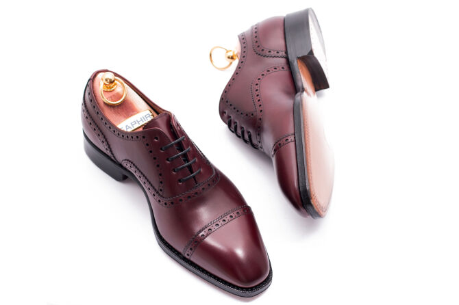 YANKO Semi Brogue 742 F Burgundy - bordowe brogsy męskie