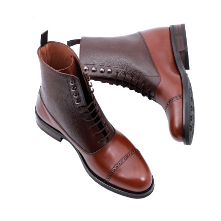 YANKO Balmoral Boots 100YH G Brown & Scotch Grain Leather 1 - brązowe trzewiki męskie