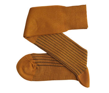 VICCEL Knee Socks Shadow Stripe Mustard Brown