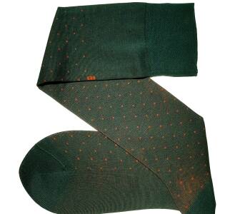 VICCEL Knee Socks Pin Dots Green / Orange