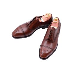 Brogues vegano marron. Brązowe skórzane luksusowe obuwie eleganckie z ażurkami i dekoracyjnymi zdobieniami biznesowe, biurowe, ślubne, okolicznościowe, gyw, męskie.