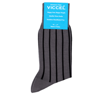 VICCEL / CELCHUK Socks Shadow Stripe Gray / Black - Cienkie skarpety męskie