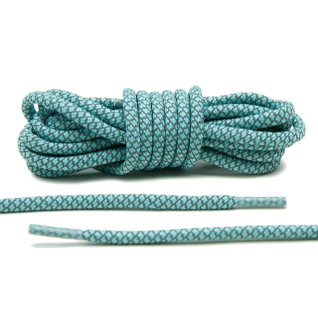 LACE LAB 3M Reflective Laces 5mm Mint - Miętowo szare odblaskowe okrągłe sznurówki do butów