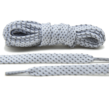 LACE LAB Reflective FLAT 2.0 Laces 9mm White - Płaskie białe sznurówki do butów