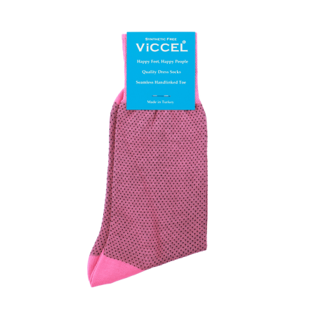 różowe bawełniane skarpety męskie w czarne kropki viccel socks mesh dots pink black