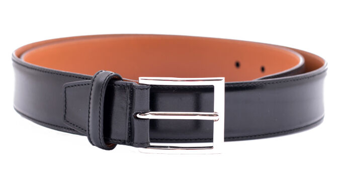 TLB MALLORCA Belt 302BNEG - Czarny skórzany pasek do spodni