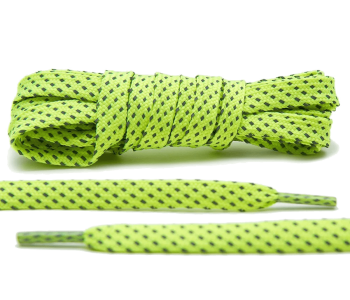 LACE LAB Reflective FLAT 2.0 Laces 9mm Volt - Płaskie limonkowe sznurówki do butów