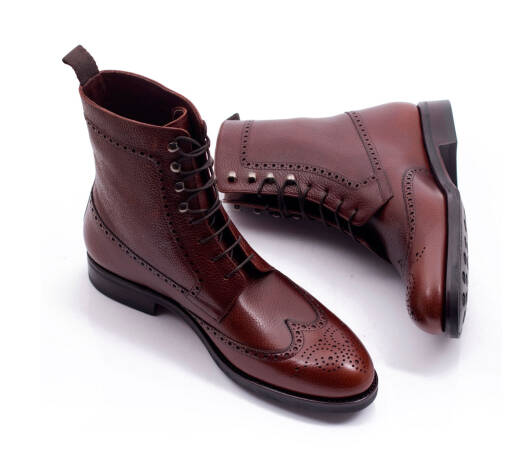 TLB MALLORCA Boots HARRISON 598SH F Brown Scotch Grain Leather - brązowe trzewiki męskie
