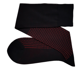 VICCEL / CELCHUK Knee Socks Square Dots Black / Red