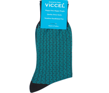 VICCEL Knee Socks Black Blue Vertical Striped and Dots Socks