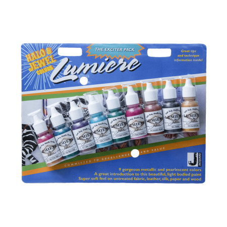 JACQUARD Halo & Jewel Colors Lumiere Exciter Pack 9x 0.5oz / Zestaw metalicznych i perłowych farb akrylowych do rękodzieła