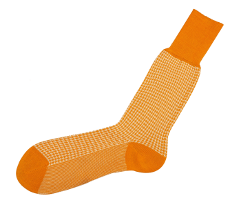VICCEL / CELCHUK Socks Houndstooth Orange / White