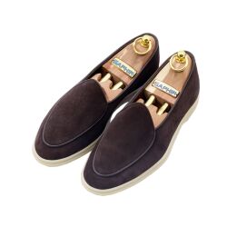 YANKO KUDU Belgian Loafers 5083 Suede Dark Brown - ciemnobrązowe zamszowe loafersy