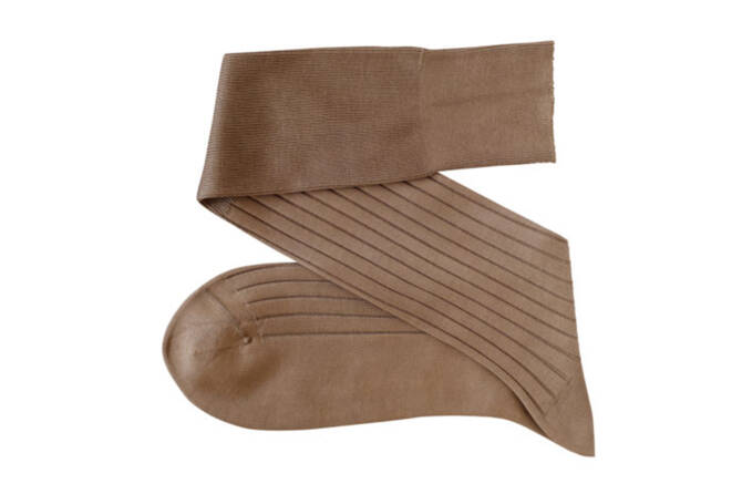 VICCEL / CELCHUK Knee Socks Solid Tan Cotton