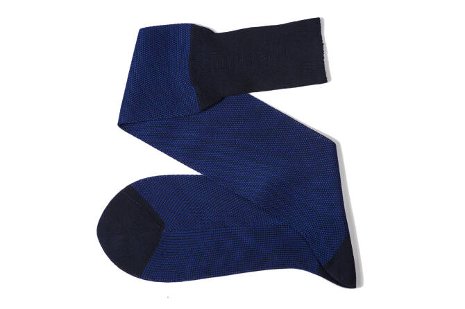 VICCEL / CELCHUK Knee Socks Birdseye Navy Blue / Royal Blue