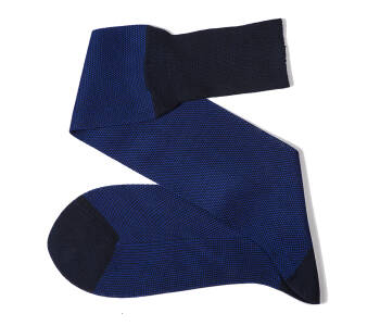 VICCEL / CELCHUK Knee Socks Birdseye Navy Blue / Royal Blue